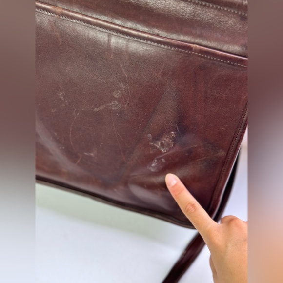 Vintage Coach Mahogany Brown Leather Willis Turnlock Shoulder Crossbody Bag 9927 - Picture 9 of 16